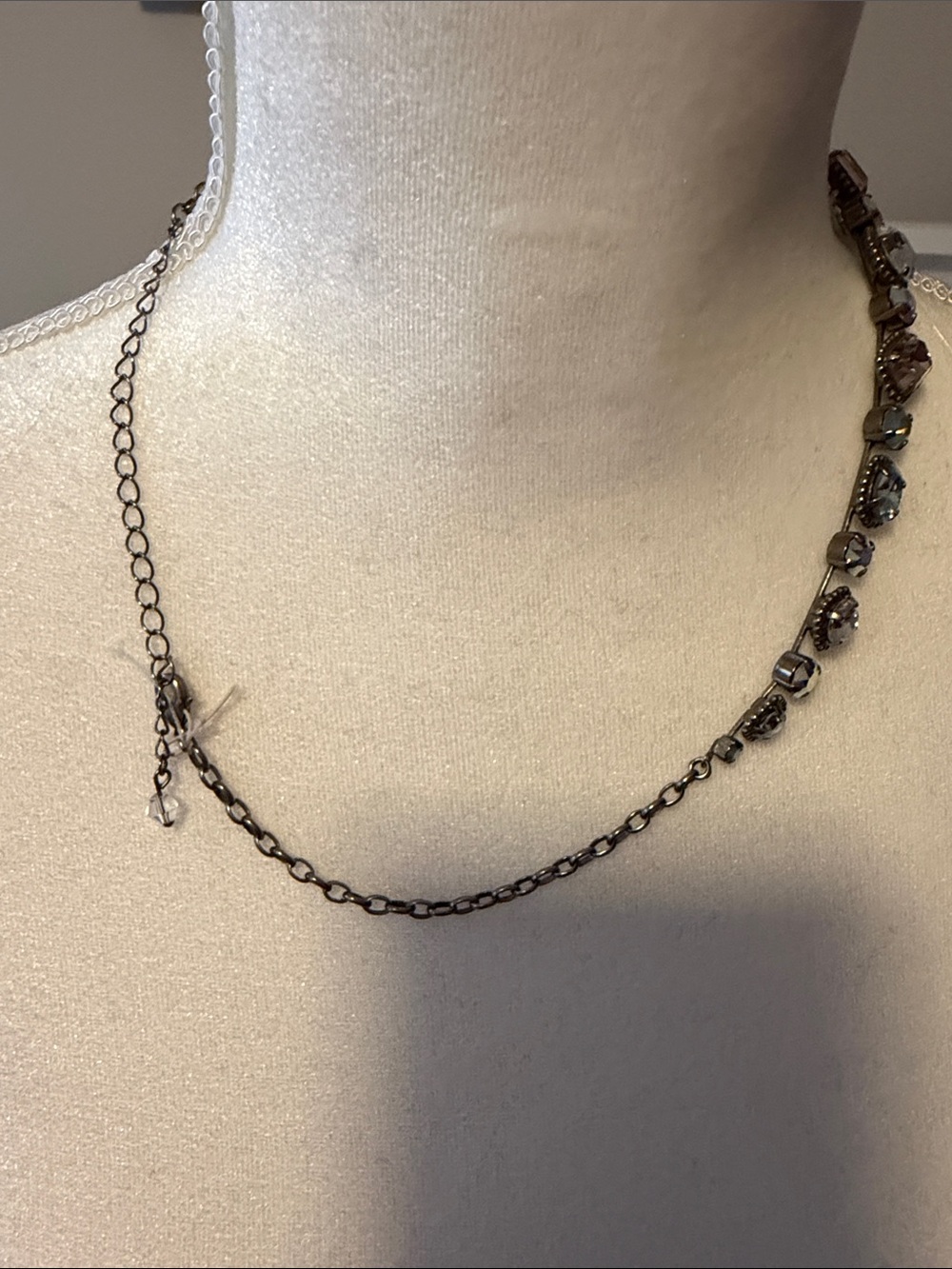 Sorrelli Iridescent Blue and Gray Crystal Station Necklace - Picture 7 of 11